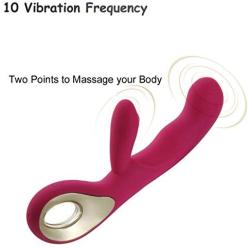 G Spot Rabbit Vibrator Clitoris Stimulation, EVERFUN Waterproof Dildo Vibrator Clit Stimulator with 10 Vibration Modes Quiet Dual Motor for Women Rechargeable (Pink)