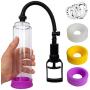 Vacuum Mans Manual Penis Pump with Powerful Suction for Maxium Width with Easy Grip Pump Handle & Includes Free Cock Ring