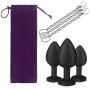 3Pcs Anal Plug Training Sets with Chain to Avoid Slipping into Body AILEQI Butt Plug for Beginer Couples Medical Grade Silicone Hypoallergenic