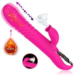 Pleasure Telescopic Cordless Sucking Dual Motor Long USB Cable Rechargeable Quiet 12 Modes Waterproof Wireless Rábbit Vǐbrǎtǒr Products Fantastic Vibrating Wand Rose Red