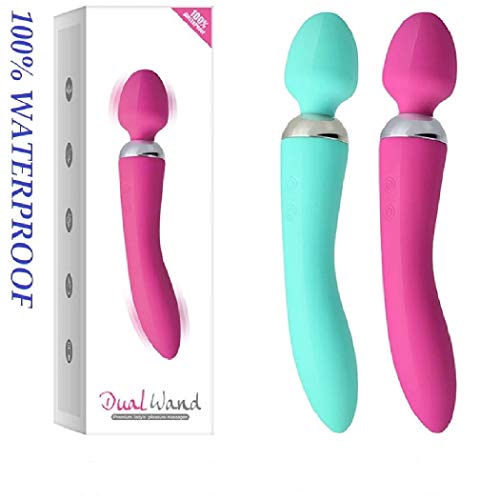 Whisper Quiet and Powerful, The Double Ended Massager boasts 10 Vibration Modes, USB Rechargeable, Waterproof, Wand Therapeutic Massager for Muscle Aches - Sports Recovery (Teal)