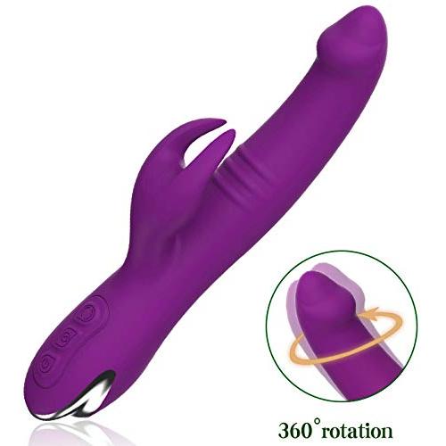 360°Rotation G Spot Rabbit Vibrator for Clitoris Stimulation, BRITILILI Rechargeable Waterproof Dildo Vibrator Clit Stimulator with 7 Vibration Modes Quiet Dual Motor for Women