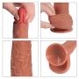 Realistic Silicone Dildo with Suction Cup - Adorime 8 inch Double Layer Thick Penis Dong Cock Sex Toys for Women Vaginal G-spot and Anal Play