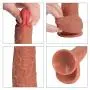 Realistic Silicone Dildo with Suction Cup - Adorime 8 inch Double Layer Thick Penis Dong Cock Sex Toys for Women Vaginal G-spot and Anal Play
