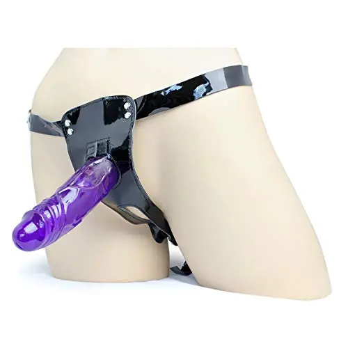 Pleasure Strap On Dildo with harness - 6.5 inches - Jelly - Color (Dark) Pleasure Strap On Dildo with harness - 6.5 inches - Jelly - Color (Dark)