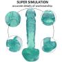 MXYLYM1 Stráp ǒn for Sèx Women, Green Transparent Super Realistic Simulated Toy Relaxation Pressure Waterproof 7.48" Long 1.57" Wid Smaller and More Portable