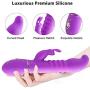 Thrusting Rabbit Vibrator with 3 Powerful Thrusting Actions 7 Vibration Modes for G Spot Clitoris Stimulation, PALOQUETH Waterproof Dildo Bunny Vibrator Personal Sex Toy for Women, Rechargeable Purple