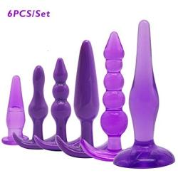 ZhengYa 6PCS Sex Toys Anal Trainer Kit Butt Plugs Beginner Starter Set Medical Silicone Prostate Massager(Purple)