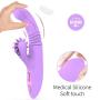 G Spot Clitoral Vibrator, Waterproof Soft Silicone Licking Tongue Vibrating Dildo Oral Massager Vagina Stimulator Sex Toy with Heating Function, Purple