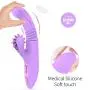 G Spot Clitoral Vibrator, Waterproof Soft Silicone Licking Tongue Vibrating Dildo Oral Massager Vagina Stimulator Sex Toy with Heating Function, Purple