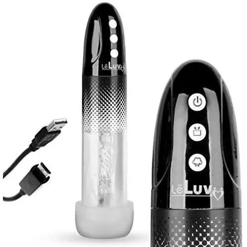 LeLuv Mens Ipump Electric Penis Pump Tubeless 3-Speedmatic Electric USB Rechargeable Black Bundle with Magic Sleeve Male Stamina Trainer LeLuv Mens Ipump Electric Penis Pump Tubeless 3-Speedmatic Electric USB Rechargeable Black Bundle with Magic Sleeve Male Stamina Trainer