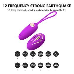 WEI EI 12 Frequencies Wireless Remote Control Multi-Modes Powerful Bullet Vib USB Rechargeable Waterproof C-Stimulator for Women (Deep Purple)
