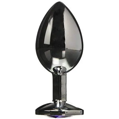 Aexge Medium Size Anal Plug, Stainless Steel with Purple Jewel Aexge Medium Size Anal Plug, Stainless Steel with Purple Jewel
