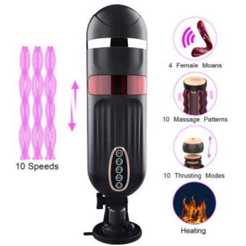 WeDol Male Masturbator Electric Automatic Heating Masturbation Cup with 10 Powerful Thrusting Modes 10 Massage Patterns 10 Speed Frequency & 4 Female Moans 3D Realistic Vagina