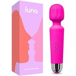 Luna Magic Wand Massager - Rechargeable Clitoral Waterproof Vibrator - 20 Patterns & 8 Intensities – Handheld, Quiet, Small, Powerful - Dildo Sex Toy for Couples, Men, Women & Females - Hot Pink