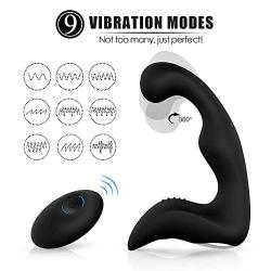 Prostate Massager, Anal Sex Toy, Male Toy Vibrator with 9 Vibrating Speeds P-Spot Testicles Perineum Stimulation,Wireless Remote Control,Rechargeable, Waterproof