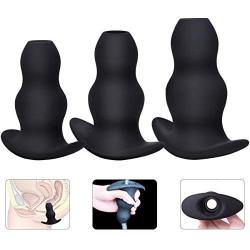 FeiGu 3PCS Medical Silicone Hollow Anal Butt Plug Set-Anal Sex Toys, Masturbation for Adults (S/M/L)