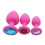 3 Piece 3 Size Silicone Jeweled Anal Butt Plug Beginner Kit, Flirt Toys Luxury Jewel Anal Trainers for Men Women Couples Lover (Pink)