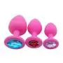 3 Piece 3 Size Silicone Jeweled Anal Butt Plug Beginner Kit, Flirt Toys Luxury Jewel Anal Trainers for Men Women Couples Lover (Pink)