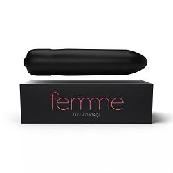 Femme Bullet Vibrator - Discreet & Easy-to-Use - 10 Different Vibration Modes - Comes with a Unique Satin Bag for Storage & Transport.