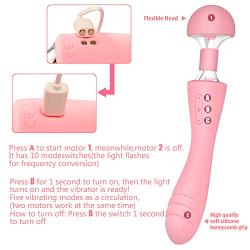 S600L Silicone Wireless Massager Vibrator, Double Motor, G Spot Clit Dildo for Women, Rechargeable Waterproof Clitoral Massager Nipple Stimulator 10 Patterns Toys (Pink)