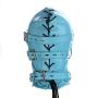 YiFeng Lockable Blindfold Fetish Mask Head Hood with Dildo Penis Mouth Gag Costume Bondage Adult Sex Toys BDSM (Blue)