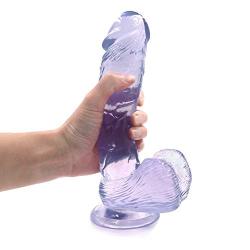 JSCRlove 8.66 Inch Realistic Ultra Soft-Ďîld with Suction Cup for Hand-Free Play Soft-Ďîldɔ Massage Wand Transparent Purple Women Socks