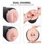 Vibrating Male Masturbator Cup, Oral & Pussy 2 in 1 Masturbation Toys with Moan for Man for Intense, Fovel Stimulator 3D Textured Pocket Stroker Suck Tongue Blow Job Male Sex Adult Realistic Vagina