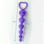 LoveI Anal Sex Toy Beads Butt Plug Heart Shaped Prostate Massager with Safe Pull Ring Handle Soft Carry Bag Unisex G Spot - Purple