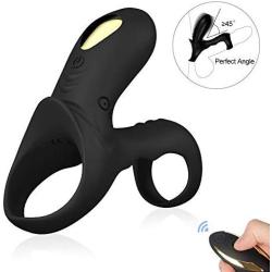 Vibrating Dual Cock Rings Sex Toys for Men with 9 Vibration Modes, loverbeby Silicone Wireless Remote Control Penis Enhancer Ring Rechargeable Waterproof Clitoral Stimulate Massager for Couples