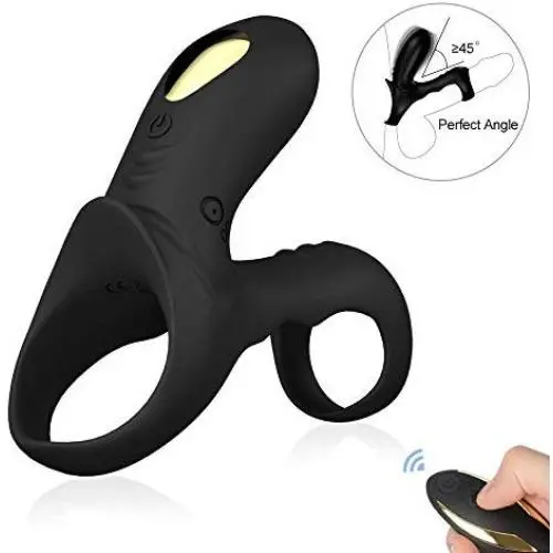Vibrating Dual Cock Rings Sex Toys for Men with 9 Vibration Modes, loverbeby Silicone Wireless Remote Control Penis Enhancer Ring Rechargeable Waterproof Clitoral Stimulate Massager for Couples