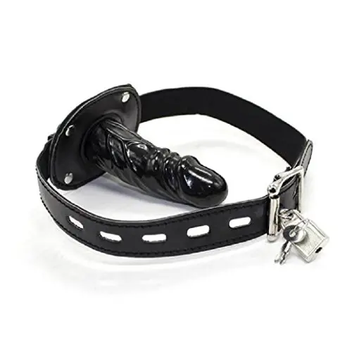 ZhengYa Leather Lockable Ball Gag w/ Lock Bondage Sex Toy Fetish Restraint Slave Roleplay Gimp 4 (Black, Short) ZhengYa Leather Lockable Ball Gag w/ Lock Bondage Sex Toy Fetish Restraint Slave Roleplay Gimp 4 (Black, Short)