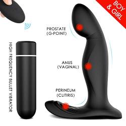 Male Prostata Massager Silent Vibranting Massage Men Health Dual Ring - Black