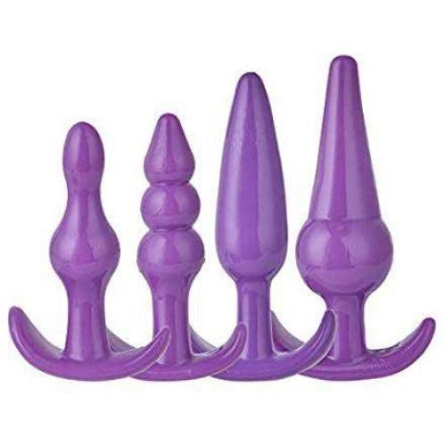 4pcs/Set Soft Medical Silicone Trainer Kit Anale Plugs Beginner Set for Women and Men (Purple)