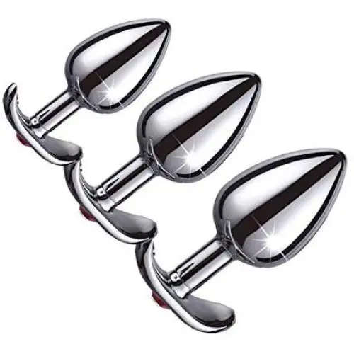 Jeweled Design Stainless Steel Anals Plug B-ütt an-âl Pl-ùg Device T-ö-ys Insert Trainer Kit for Beginner,Pack of 3