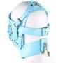 SHWSM Sex Black Leather Costúme Mask Hood Colsed Headgear HarneSex Toy Mouth Bala Chaǐn Mask