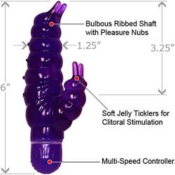 Waterproof Ribbed Vibe 6" Purple Caterpillar
