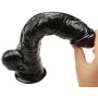 Realistic Black Womens 9.65 Inch Suction Cup Silicone Soft-ĎîLdɔ Toys Tiantianxuexi