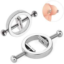 FST Stainless Steel Nipple Clips Round Adjustable Nipple Clamp Set Body Restraints Female SM Sex Toy