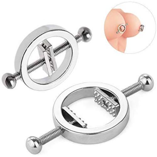 FST Stainless Steel Nipple Clips Round Adjustable Nipple Clamp Set Body Restraints Female SM Sex Toy