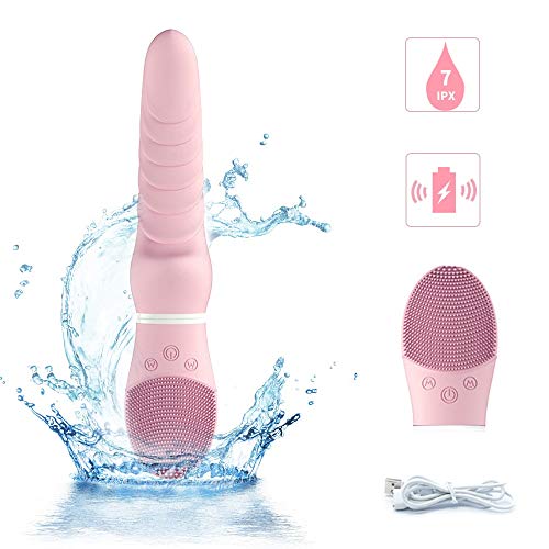 G Spot Vibrator for Vagina Stimulation with Face Brush, Ultra Soft Waterproof Rechargeable Dildo Vibrator with 10 Vibration Patterns Adult Sex Toys for Women and Couple