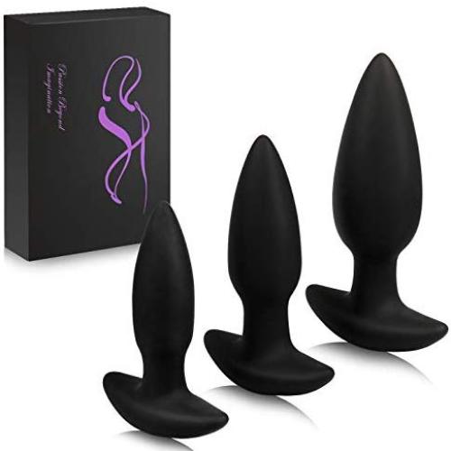 Anal Butt Plug Toy Kit - Cupiq Pcs Medical Grade Silicone for Beginner Starter Experienced Anal Sex - Hypoallergenic-Black