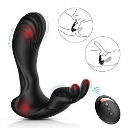 Adorime Vibrating Prostate Massager with Bunny Ears, Powerful Dual Stimulation Anal Sex Toy, Wireless Remote Control G-Spot & Clitoral Vibrator for Women and Couples - 10 Vibration Patterns