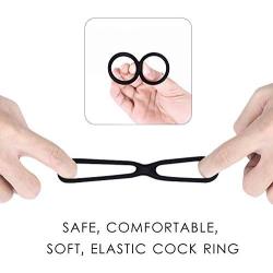 Dual Penis Ring, Premium Stretchy Longer Harder Stronger Erection Cock Ring Erection Enhancing Sex Toy for Man or Couples Play