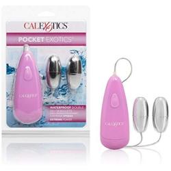 CalExotics Pocket Exotics Double Bullet Vibrator - Waterproof Sex Toys for Couples - Adult Vibe Massager Eggs - Pink