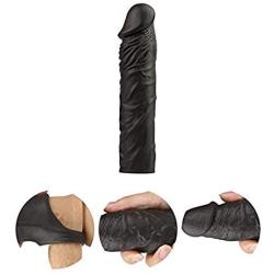 High End Sheath for Men in Silicon,Wearable Male Penis Extension Extender Girth Enhancer Sleeve for Men and Pheromone Soy Massage Oil Candle Phermone for Women Bundle … (Black-6)