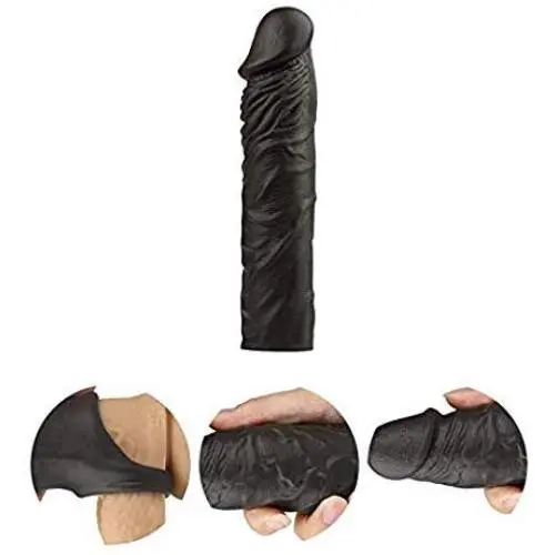High End Sheath for Men in Silicon,Wearable Male Penis Extension Extender Girth Enhancer Sleeve for Men and Pheromone Soy Massage Oil Candle Phermone for Women Bundle … (Black-6)