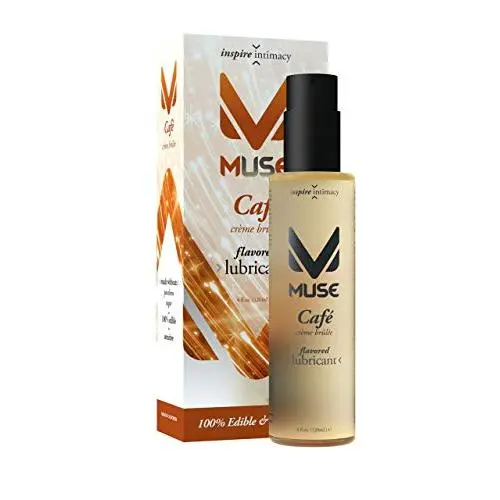 Muse Cafe Creme Brulee Flavored Lubricant, 4 Ounce Premium Edible Flavored Sex Lubricant for Men, Women and Couples (Made Without Parabens and Sugar)