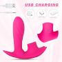 YQFCA Wearable Remote Wearable C-lǐt-óris Massager, 10 Vibration Modes,10 Tongue Licking Modes, Silent,Skin-Friendly Silicone, USB Rechargeable Waterproof Massager YQFCA (Color : Red)