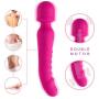 Wireless Handheld Heated Wand Massager 7 Powerful Vibration Modes for Sports Recovery and Muscle Aches-Rose Red
